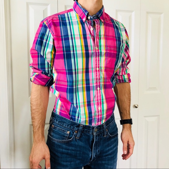 Tommy Hilfiger Other - Tommy Hilfger Modern Pink Summer Plaid Button Down